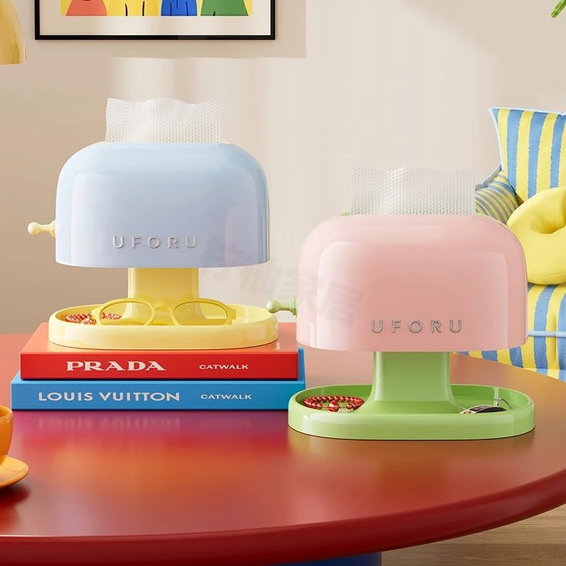 复古纸巾盒家用卫生间客厅带底座多功能双层弹簧自动升降抽纸盒