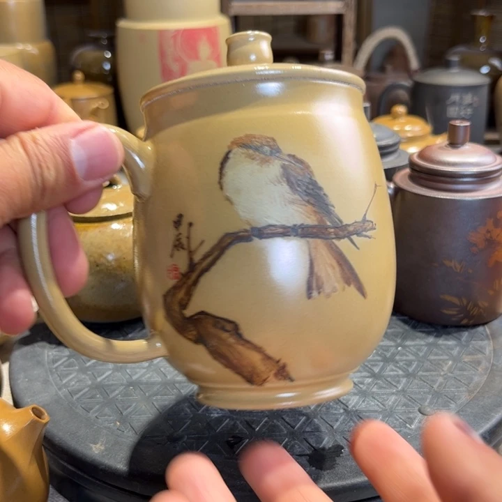 壶建事紫陶白泥办公杯微瑕