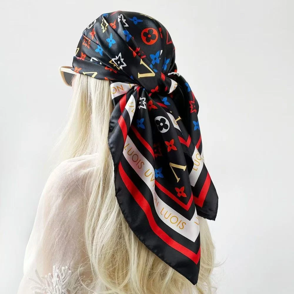 淑女公主字母时尚OL女轻奢风丝巾花丝大方薄款优雅90×90  1026