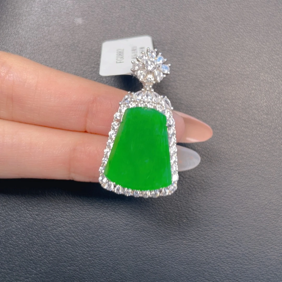 翡翠银S925镶嵌吊坠(不含链)