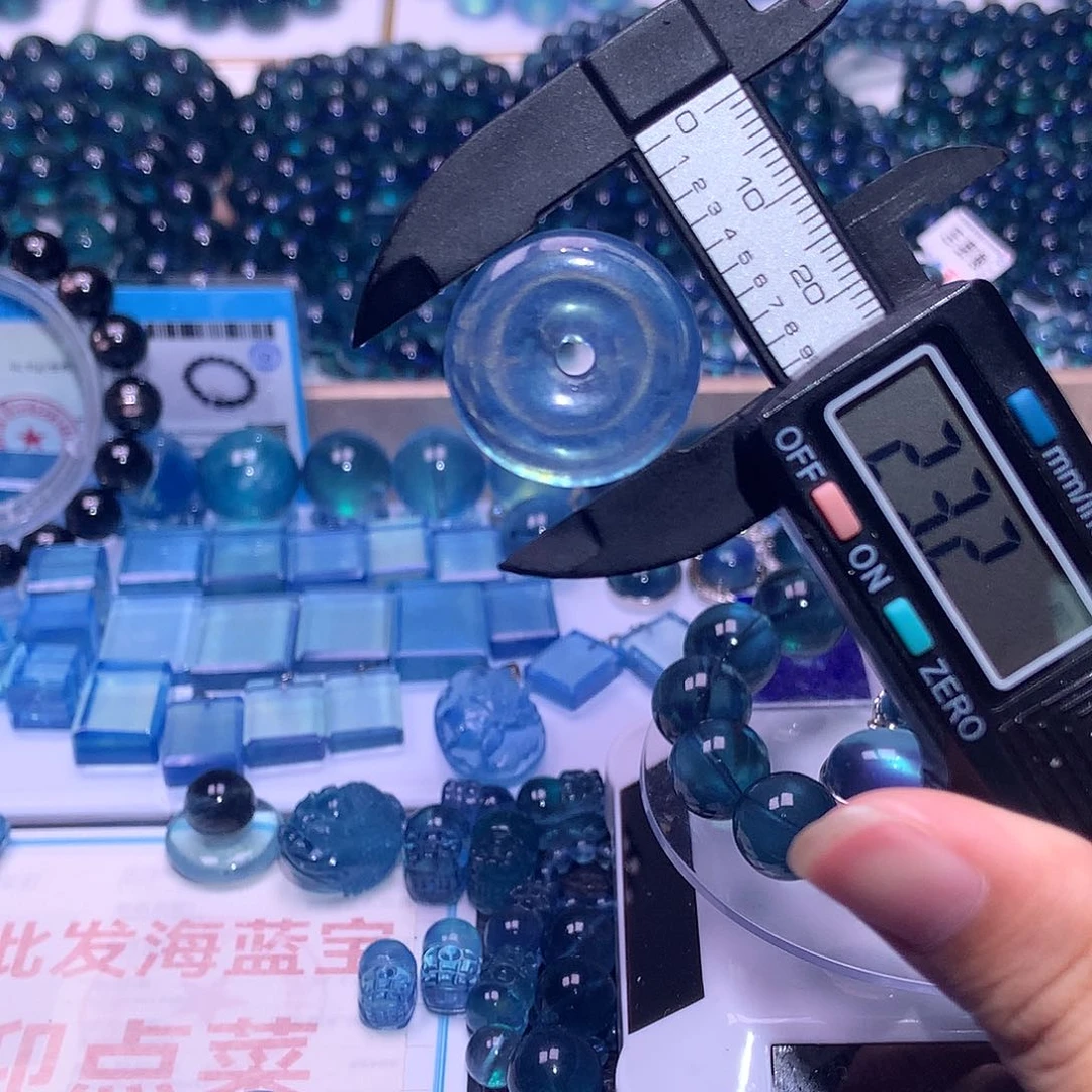 未镶嵌手串水晶海蓝宝鬼蓝平安扣（拍5件）总价300元