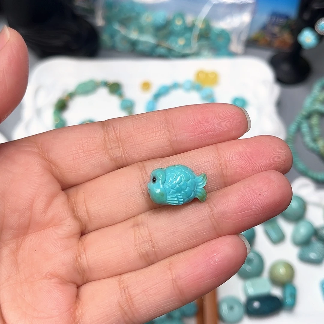 咖***奶绿松石未镶嵌珠宝半成品