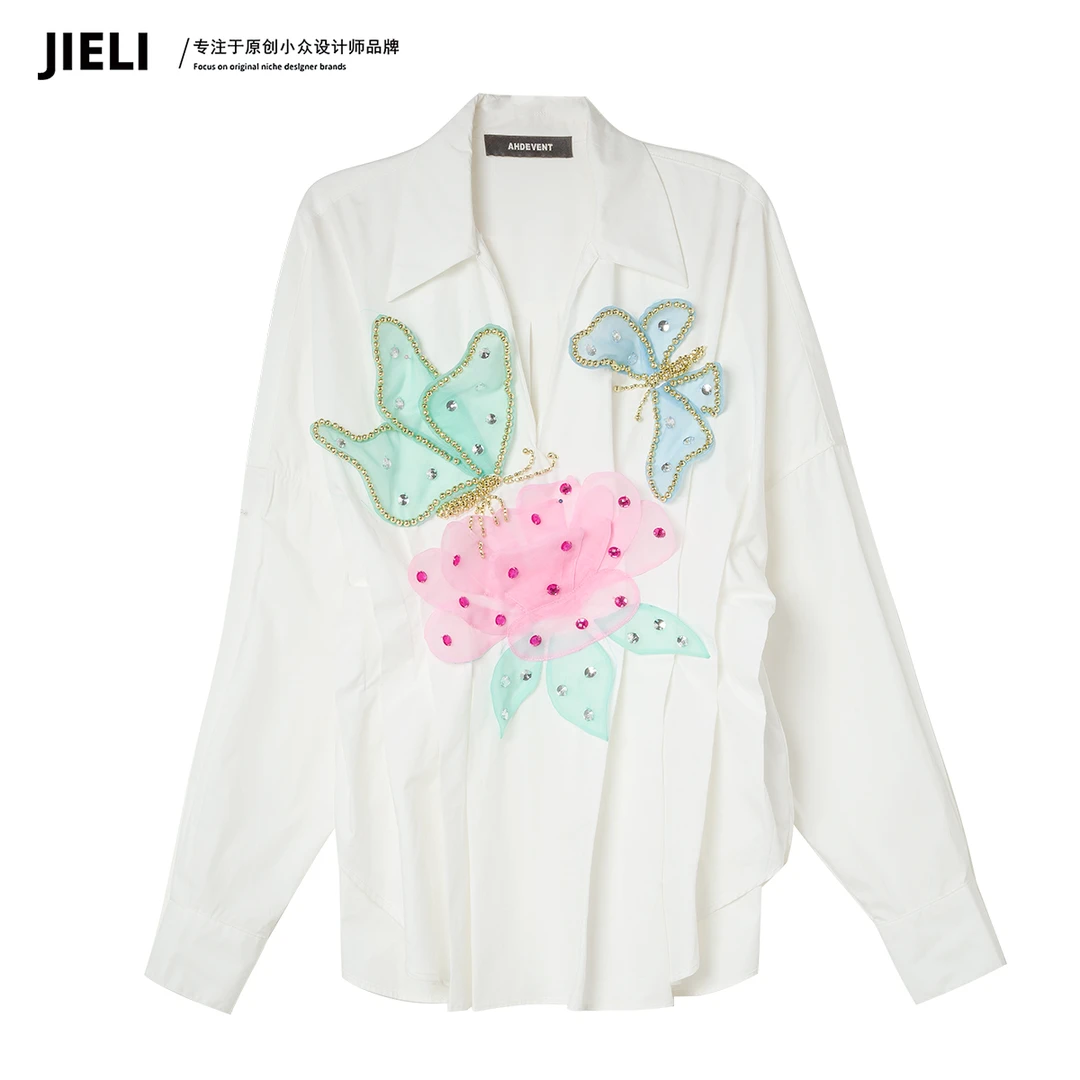 JIE LI/街力设计师高级感简约白色衬衫女T7629