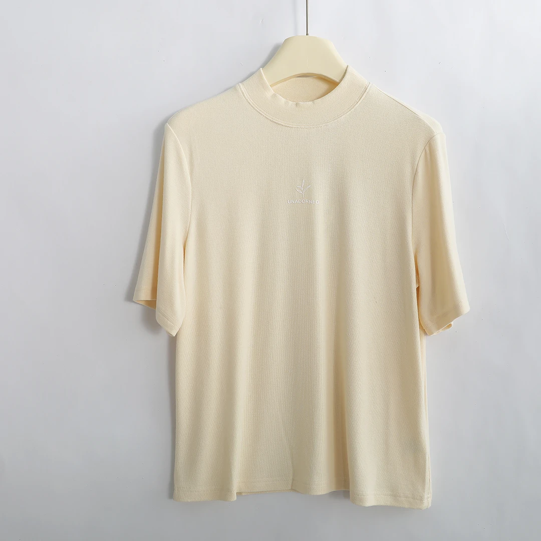 510211 软糯亲肤！女士时尚舒适简约百搭纯色半袖圆领休闲T恤