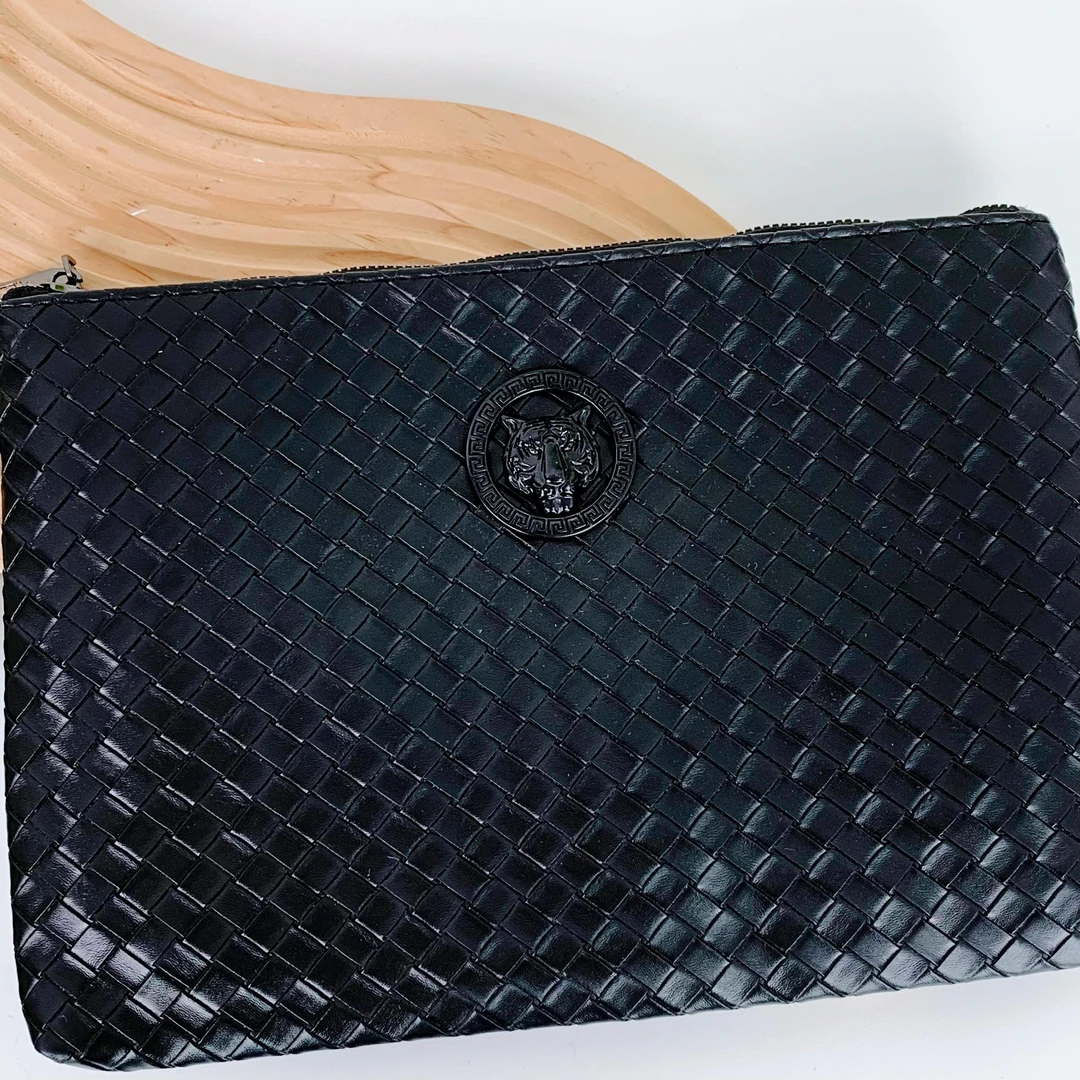 男士手包软皮编织男款商务休闲包虎头包手拿出差钱包压花DJKP