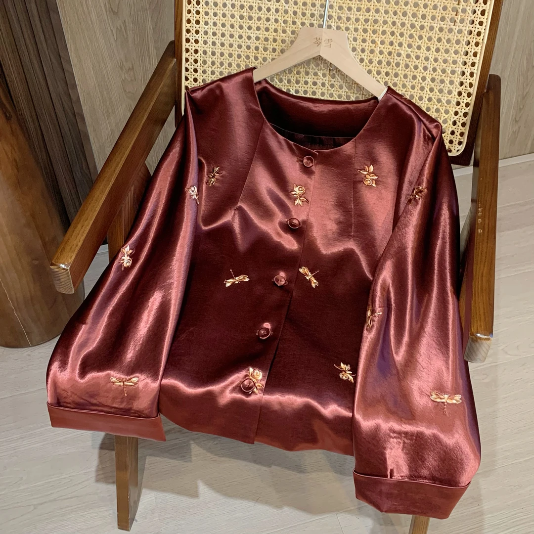 【蜻蜓】新中式国风提花刺绣外套上衣女