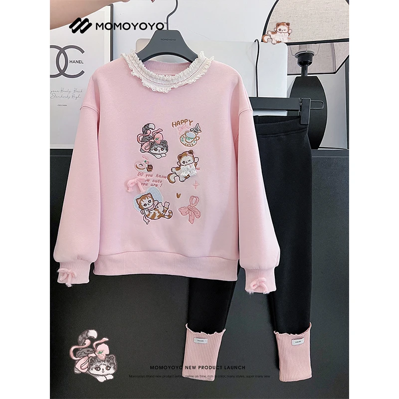 辰辰妈【喵星乐园】猫咪刺绣加绒卫衣 7142D