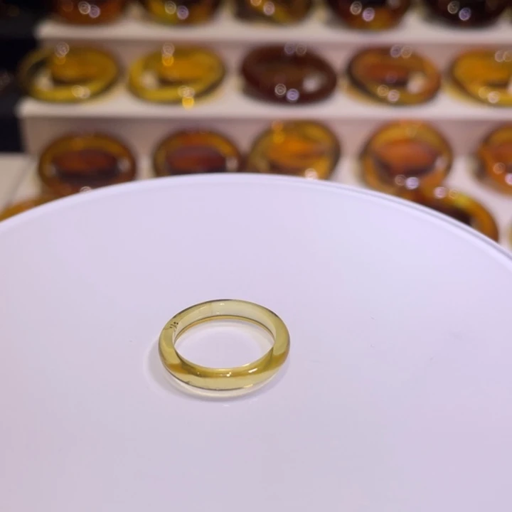 琥珀戒指未镶嵌一**念天然缅甸琥珀指环12号