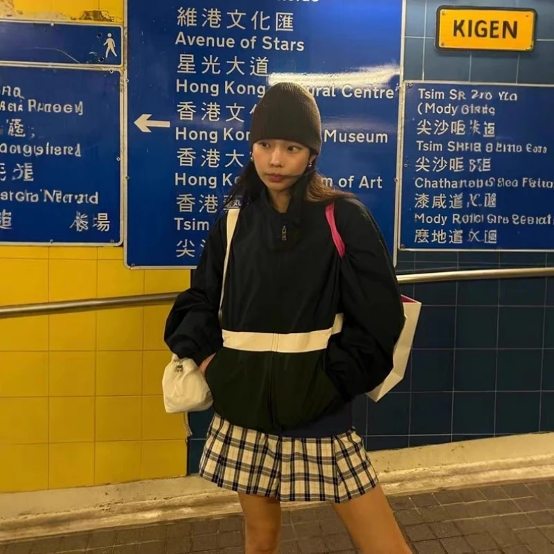 ymg 韩系AND*Y0U拼色学院风减龄夹克