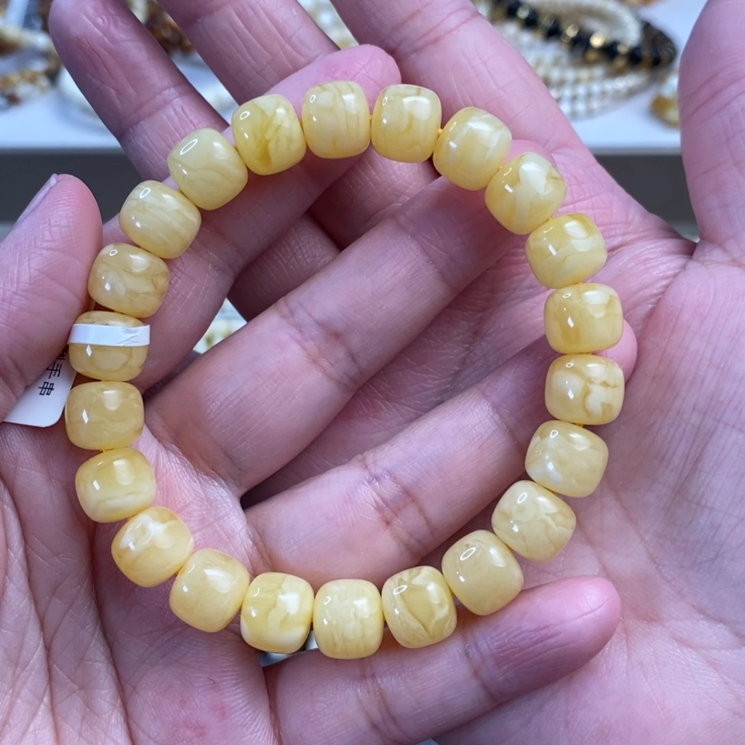 未镶嵌琥珀裸石虎皮纹老型手串10