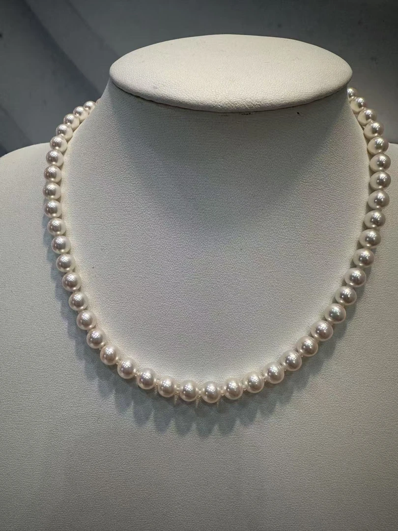 【万公子港展福利】7-7.5mm海水akoya天女珍珠满串项链（含真科研）