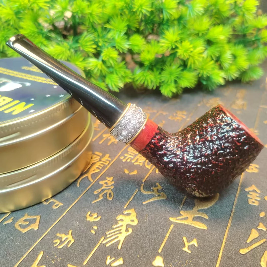 9MM活性炭滤芯经典小撞球石楠木烟斗手工直斗便携入门不易积水