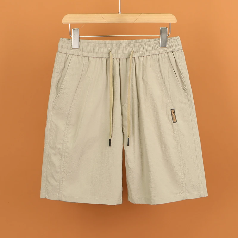 冰丝运动短裤男款夏季薄款松紧腰宽松中裤透气男士户外休闲五分裤