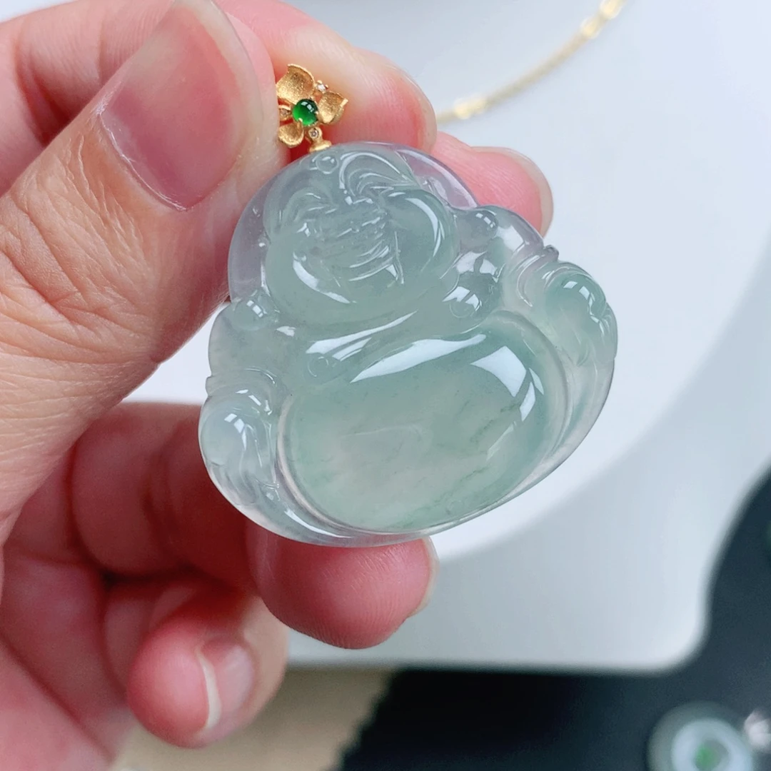 翡翠18K金镶嵌吊坠(不含链)