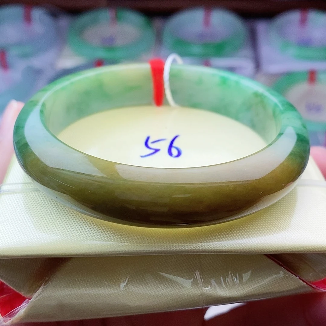 翡翠手镯未镶嵌0963-56圈口 黄➕绿 双彩