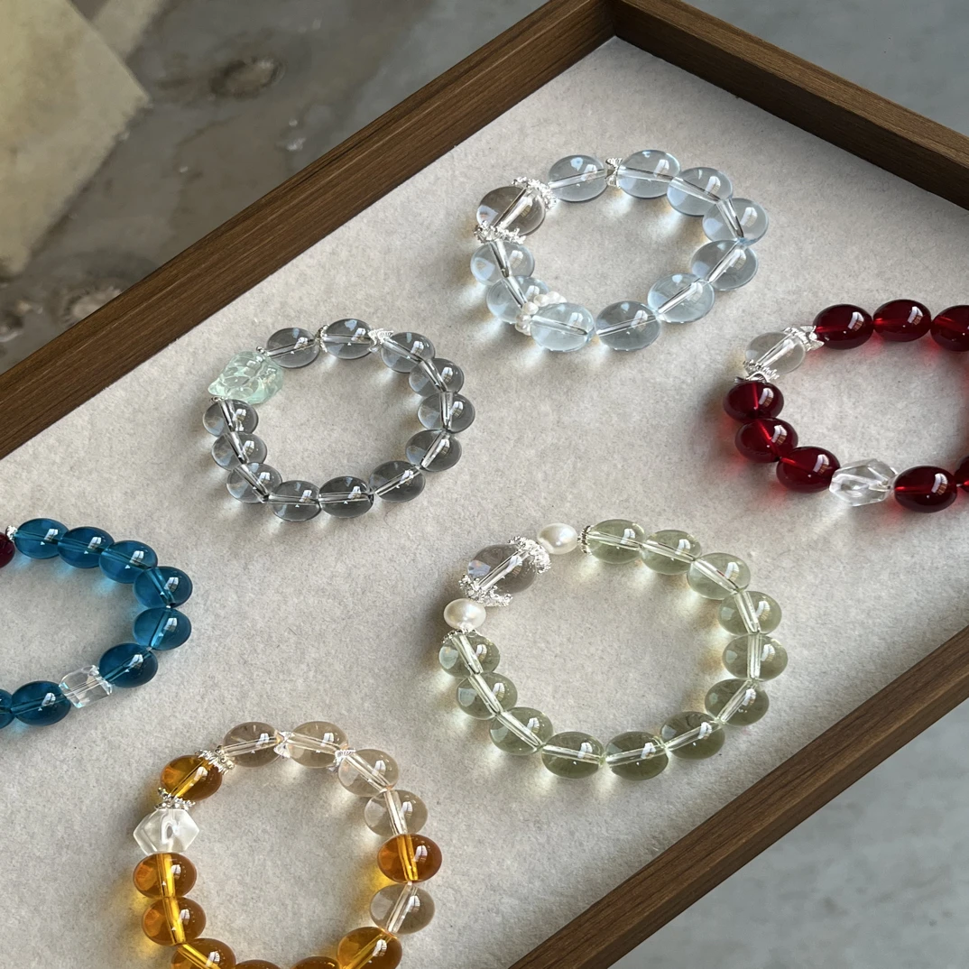 非金属仿水晶手链 仿水晶琉璃手作DIY【小萌手作】非金属琉璃手串
