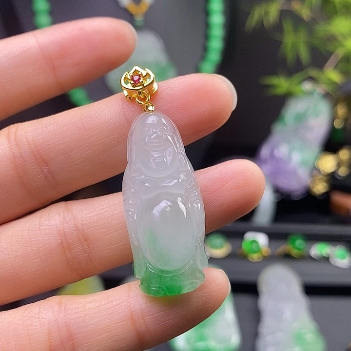 翡翠银S925镀金镶嵌吊坠(赠链)