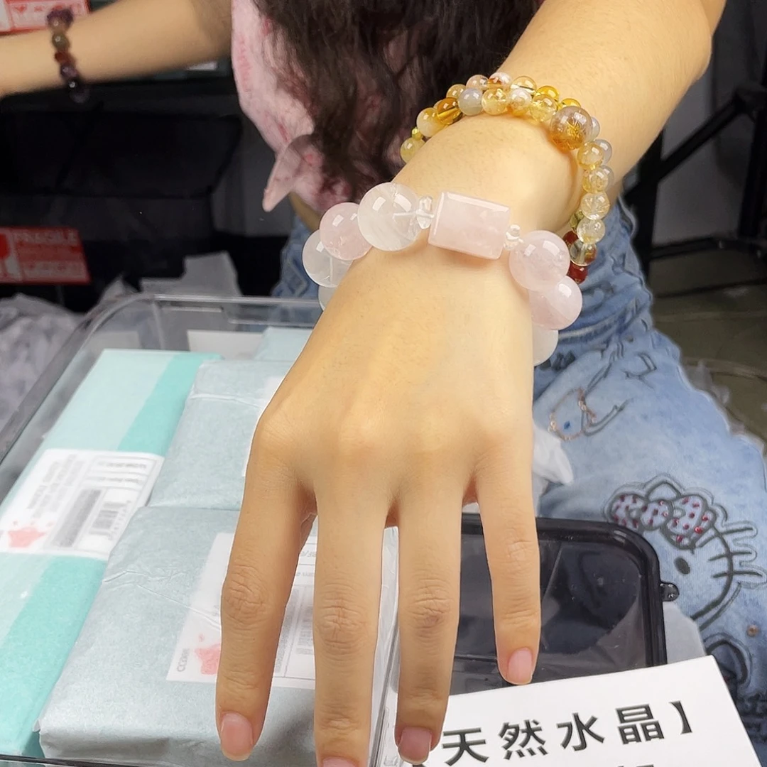 水晶手串银S925镀金镶嵌