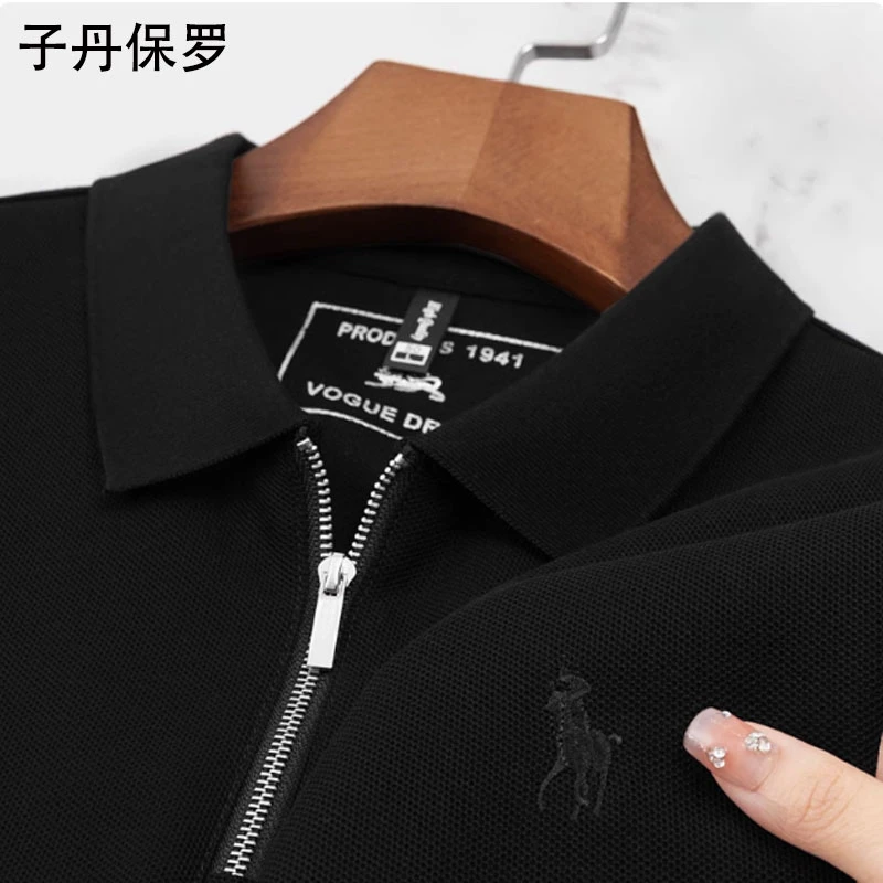 子丹保罗夏季新款男士男装拉链短袖polo衫宽松休闲半袖百搭上衣男