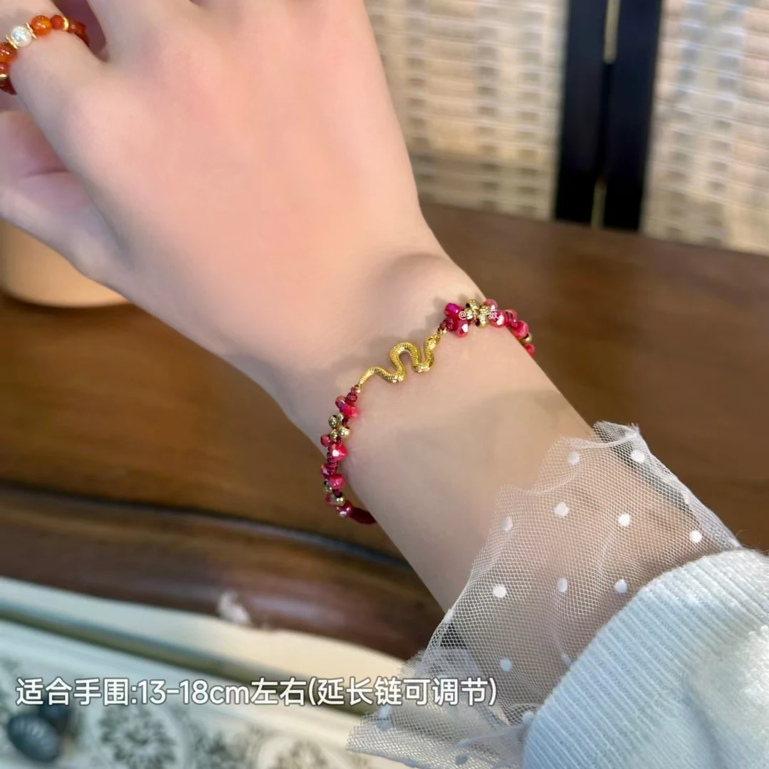 钛钢布艺手链 【小金蛇】新中式原创手工编绳晶晶百搭轻奢ins手链