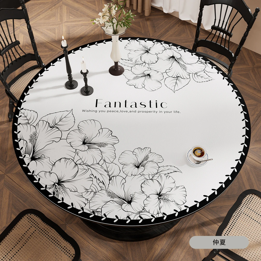 小香风圆桌垫防水防油免洗防刮pvc家用圆形餐桌布茶几台布保护垫