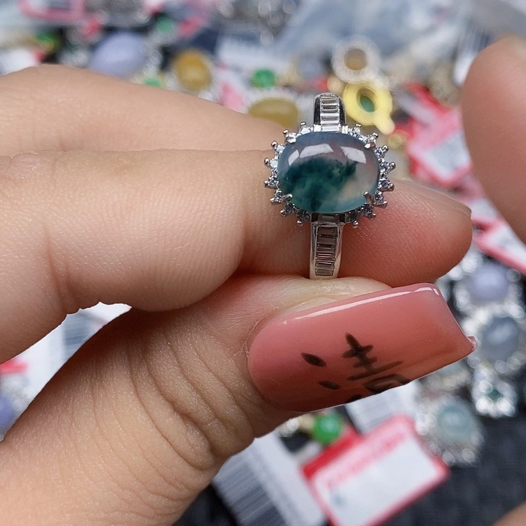 翡翠银S925镶嵌戒指