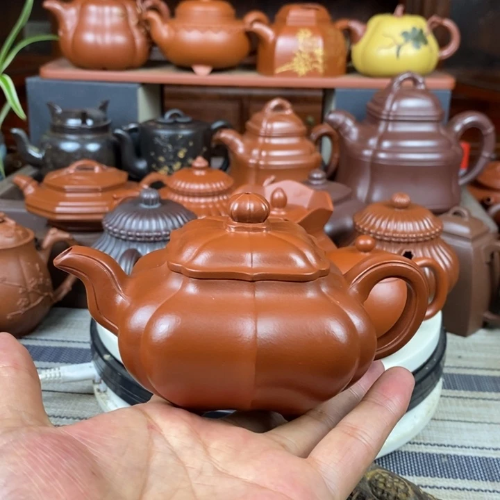 紫砂茶壶筋纹传炉260CC原矿赵庄朱泥特价