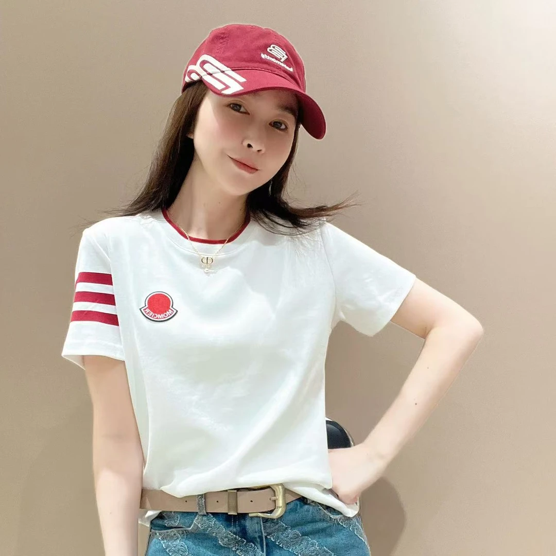 爆款新款创意短袖504704显瘦洋气时尚百搭设计感休闲体恤半袖圆领