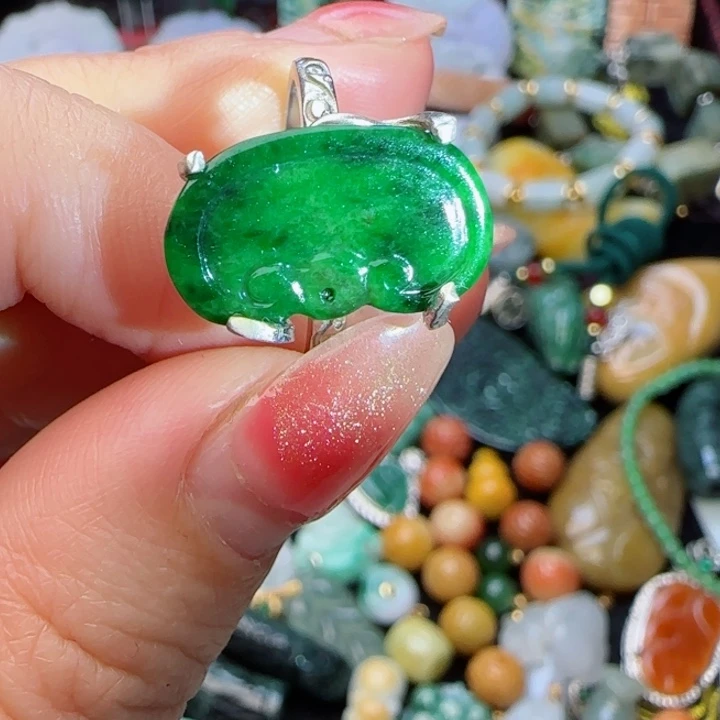 翡翠戒指银S925镶嵌天然A货51