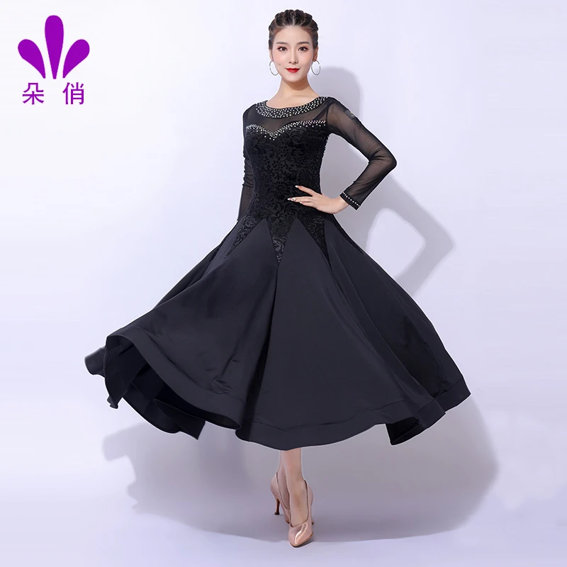 朵俏摩登舞裙华尔兹大摆裙国标舞连衣裙女表演服比赛裙子交谊舞裙