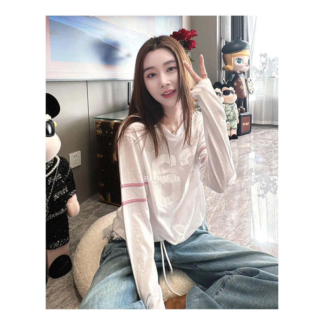 2-【舒适主义】宝儿家含幂BL81725102春款穿搭简约圆领数字休闲上衣
