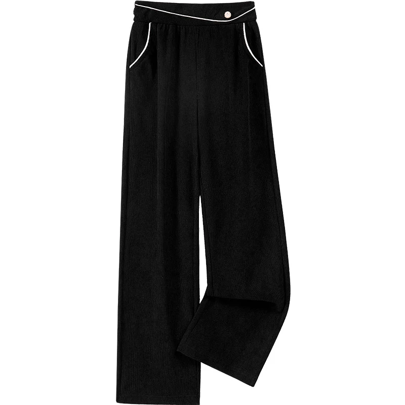 丝柏舍2025春装新款女装阔腿松紧高腰宽松长款休闲裤S43U0024K