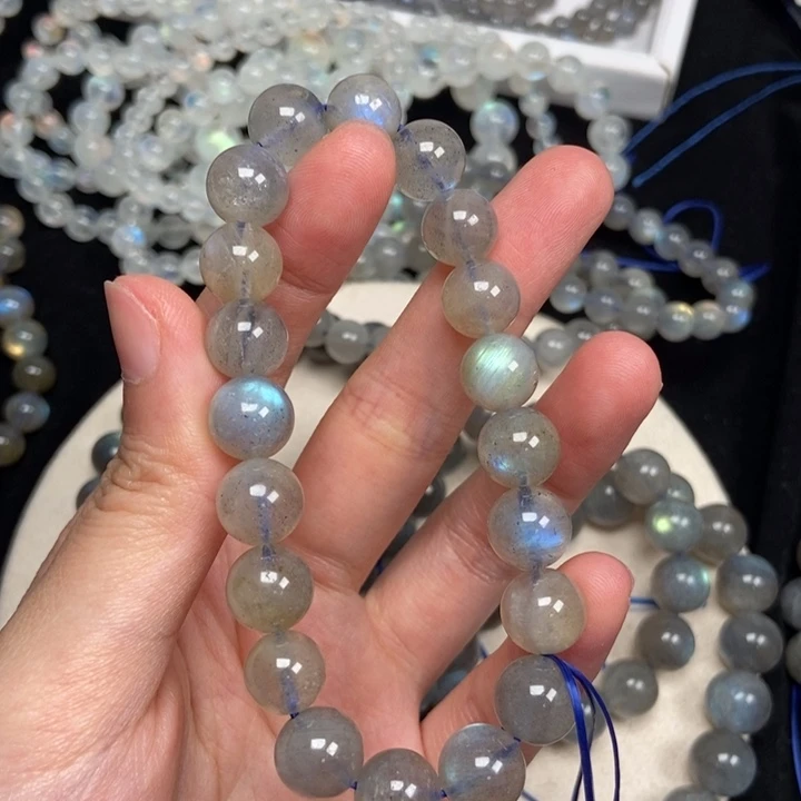 未镶嵌手链水晶a11拉长石灰月光卡9 天然水晶 默认瑕疵