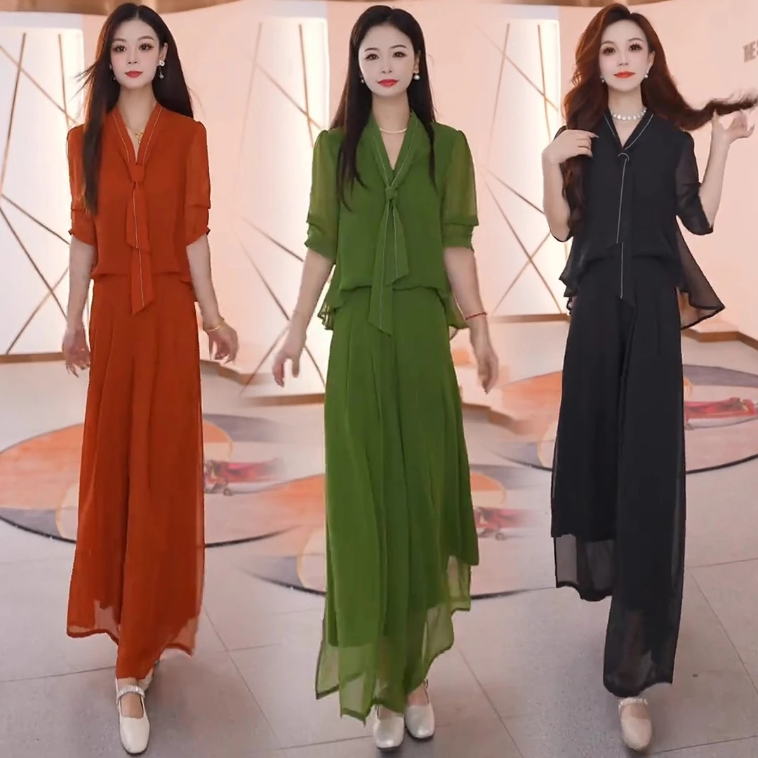 2025夏末早秋轻薄丝感时尚套装女洋气质显瘦阔小个牛仔吊带两件套