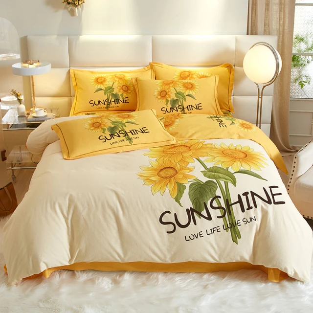 高端加厚棉磨毛四件套100棉床单被套床笠款秋冬床上用品被罩4