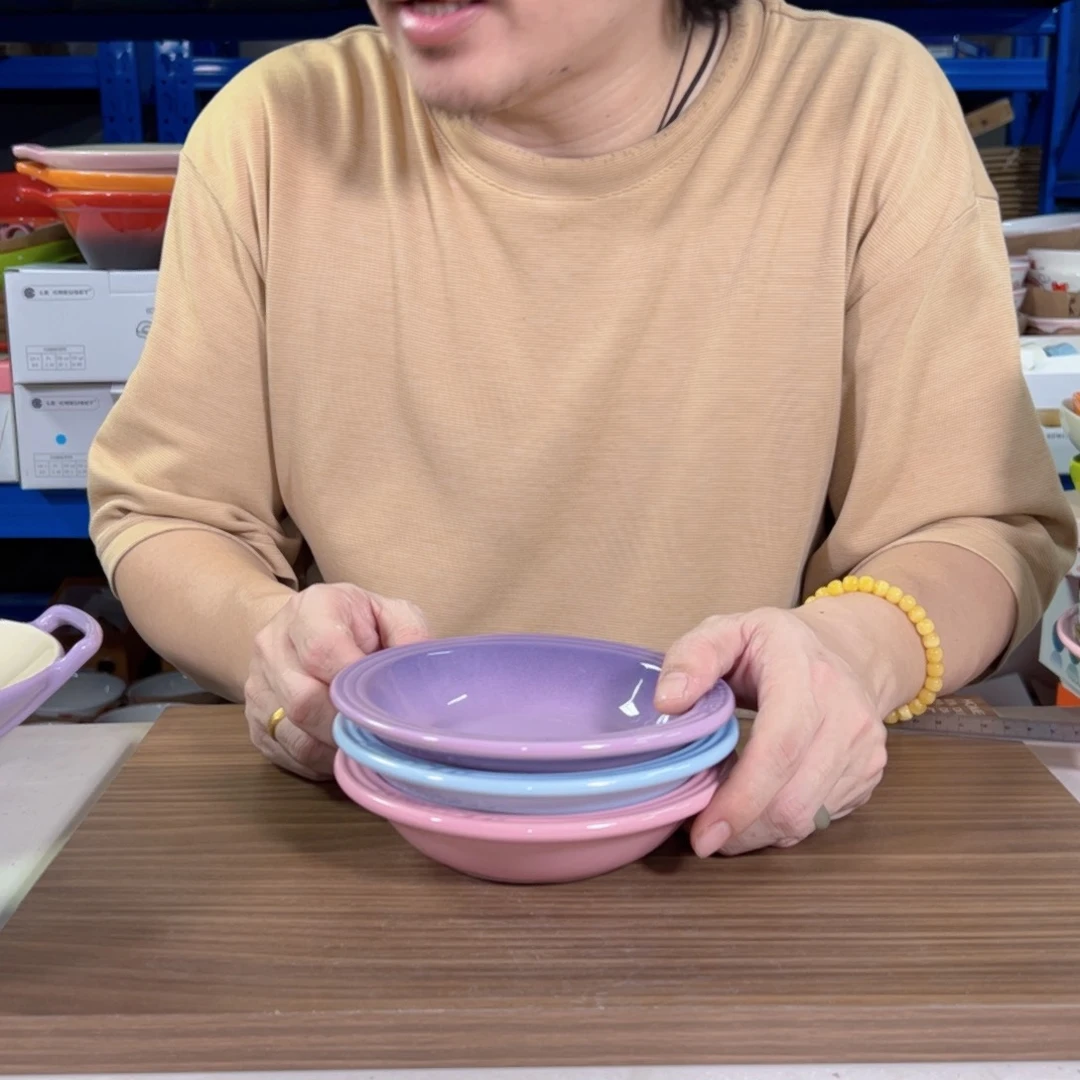 陶瓷小草帽粉紫色蓝三个