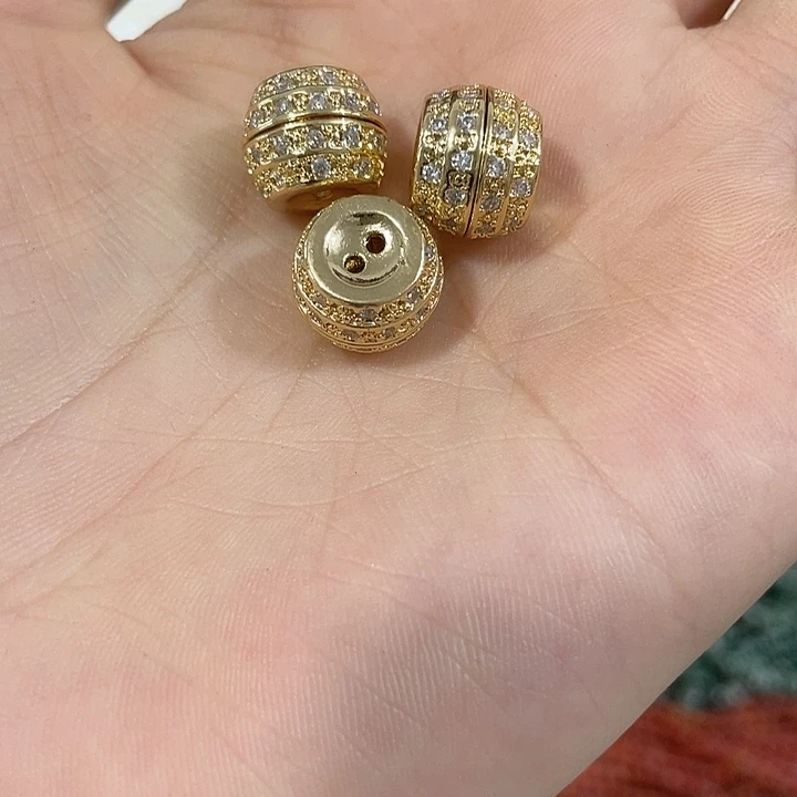 玛瑙/玉髓合金珠宝半成品一个满钻金色螺丝扣