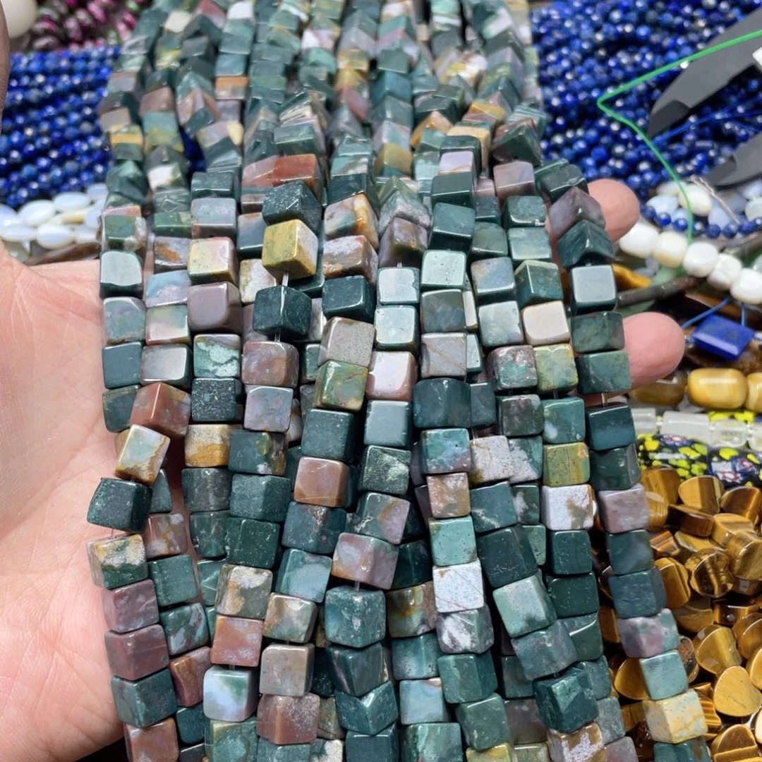 玛瑙/玉髓合金珠宝半成品一条8mm水草玛瑙方糖