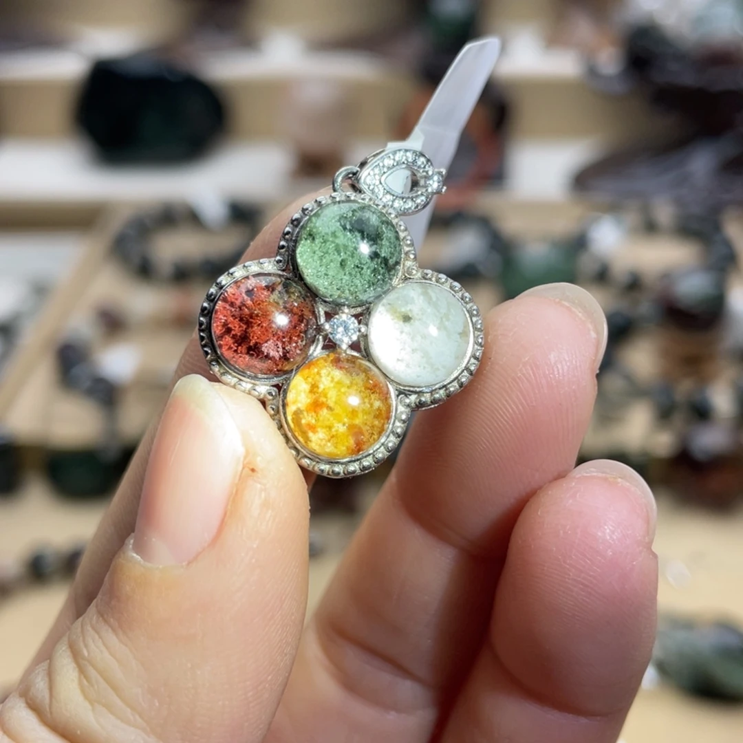 银S925镶嵌水晶颈饰四季幽灵吊坠