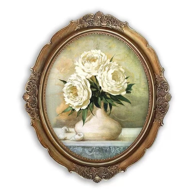 复古艺术椭圆形绿色树脂画框适合小众民宿装饰挂墙摆台