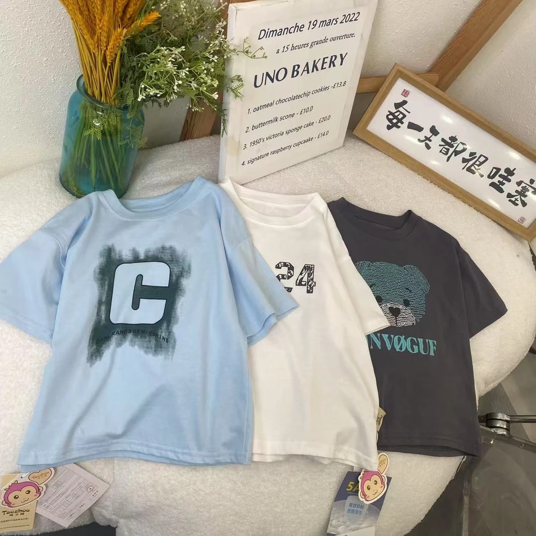 TX-011 到手3件 儿童 工艺休闲面短袖韩版洋气时尚夏季T恤百搭