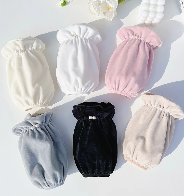 秋冬新款珍珠袖套女成人学生短款可爱套袖上班护袖羽绒服防脏袖头