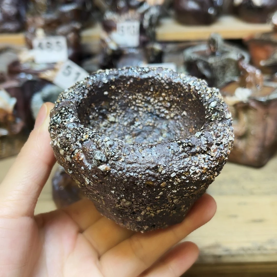 杯柴烧石头手捏杯