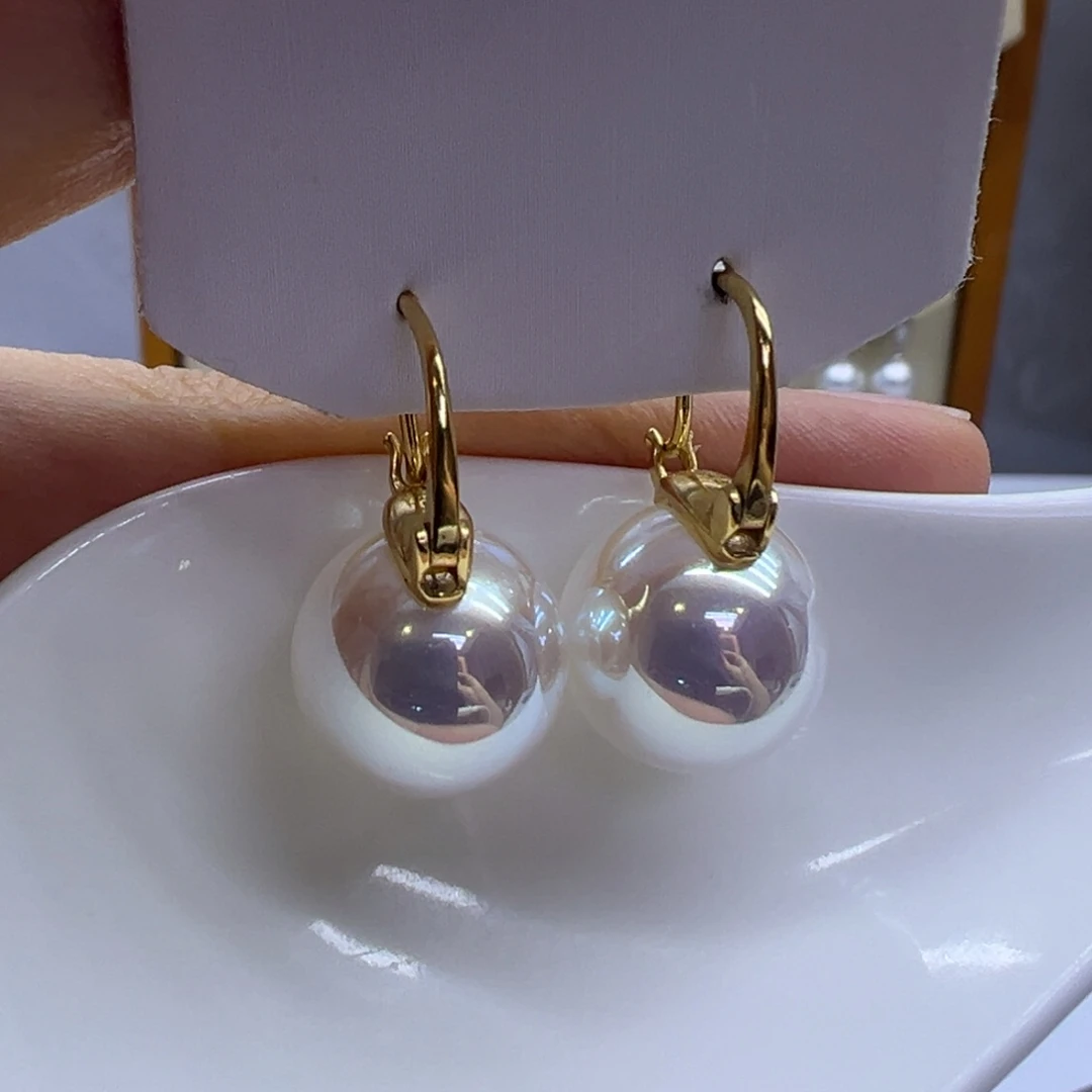 耳饰银S925镶嵌淡水珍珠