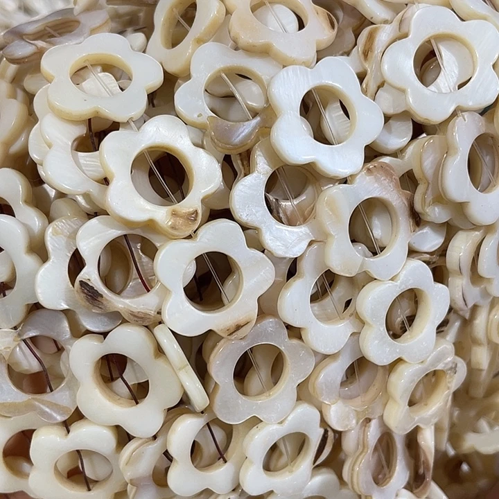 玛瑙/玉髓合金珠宝半成品3条20mm贝壳镂空五瓣花有老皮