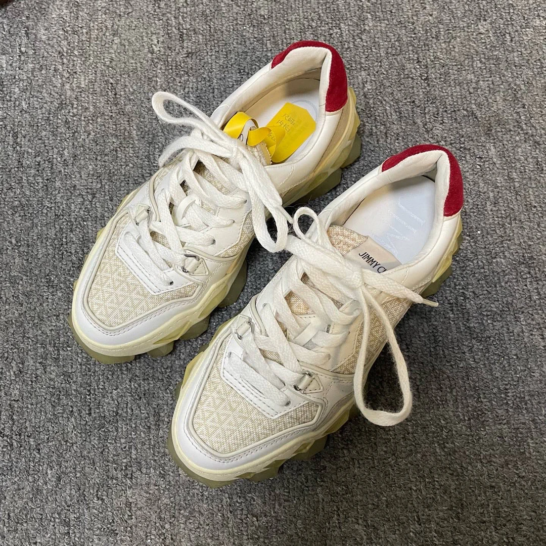 95新 JIMMY CHOO/吉米周 拼接低帮运动休闲鞋  35码/10410