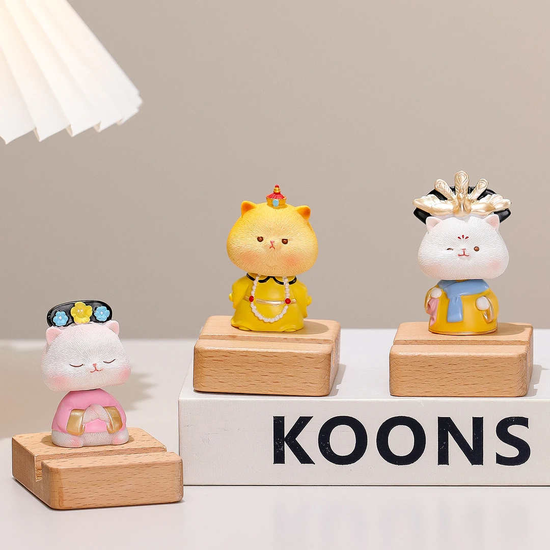 现代简约卡通宫廷喵喵手机支架上班族打工人装饰摆件办公文化用品