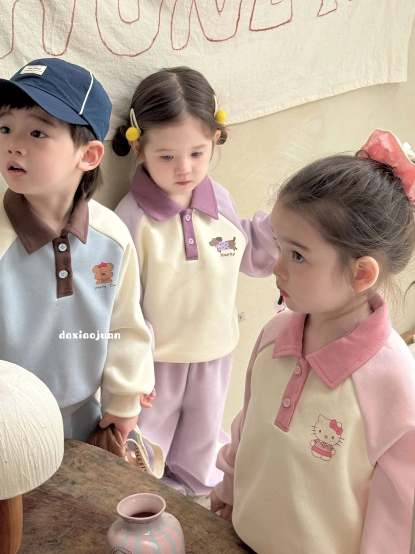 儿童卫衣套装春秋2025新款女童运动装卡通小童洋气秋装户外两件套