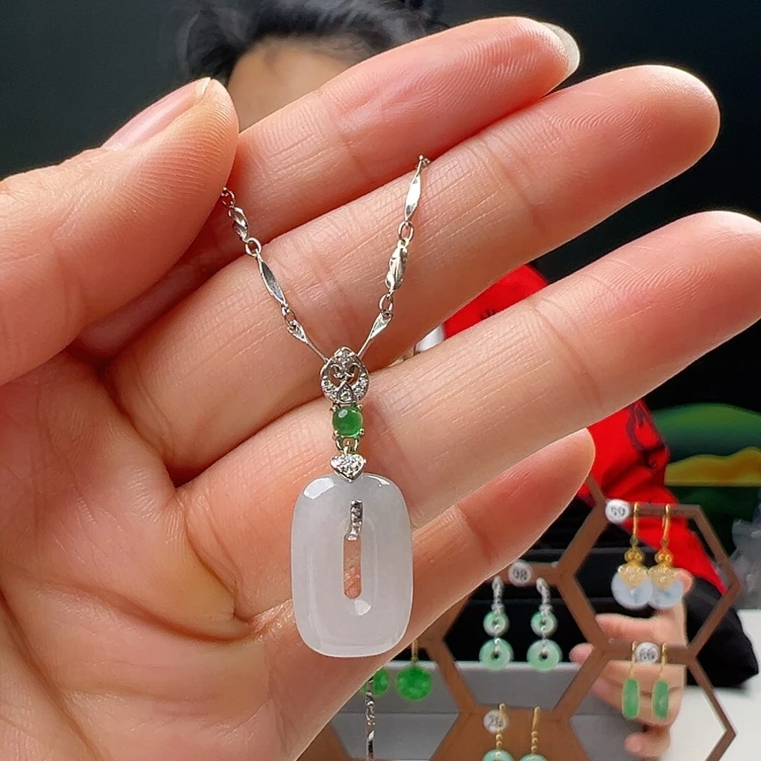 银S925镶嵌翡翠耳饰