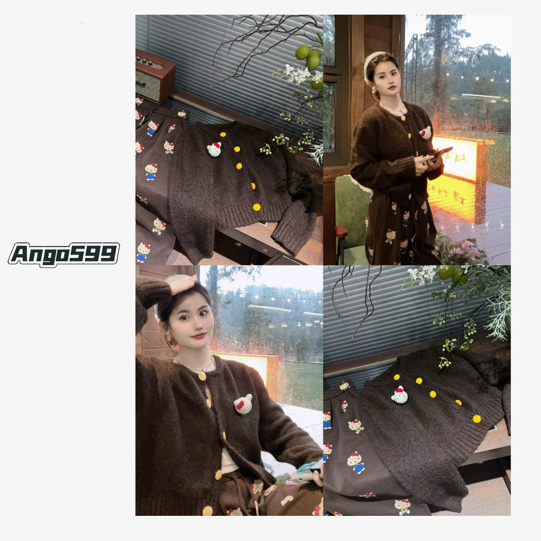 可可酱*秋季新品撞色扣设计慵懒风松弛百搭开衫秋冬毛衣针织ins